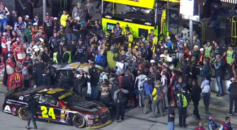 The scene on pit road post-race