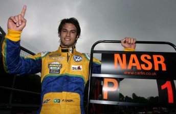 Felipe Nasr celebrates his success at Oulton Park