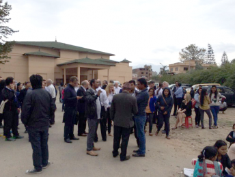The conference attendees outside the hotel in Nepal