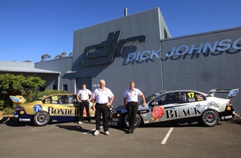 James Moffat, Dick Johnson and Steve Johnson with the two new look Falcons