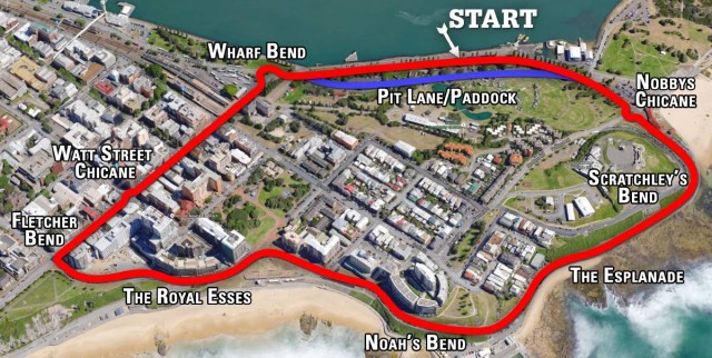 A potential Newcastle street circuit. pic via The Newcastle Herald