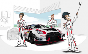 A Nissan cartoon featuring its three Bathurst drivers