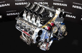 The Nissan V8 Supercar engine at its launch earlier this month