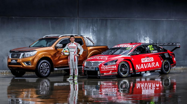 Caruso with the new Navara and his Altima race car