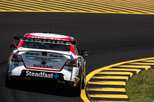 Co-drivers Fiore and Douglas cut laps in the two Nissan Nismo Altimas