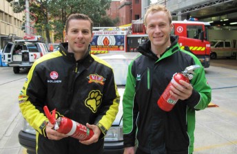 Steve Owen and Karl Reindler at a fire brigade press opportunity today