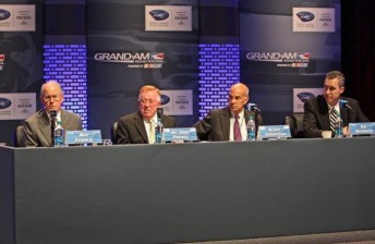 From left: North American sportscar heavyweights Jim France, Don Panoz, Scott Atherton and Ed Bennett at the announcement