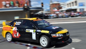 Scott Pedder on his way to victory in Rally Tasmania