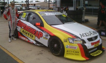 Jack Perkins with his Supercheap Auto Racing Commodore VE at Queensland Raceway today