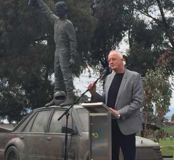 Phil Brock addressing the crowd