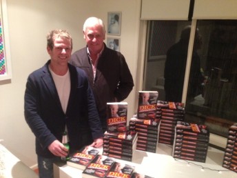Author James Phelps with Dick Johnson at the launch of the three-times Bathurst 1000 winner