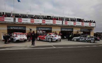 Walkinshaw Racing had all four of its cars pitted together this year. Next year, it will be split between the first and fourth garages in pit road