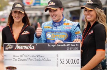 Mark Winterbottom accepts the Armor All Pole Award