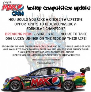 The poster promoting a hot lap with Villeneuve