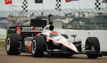 Will Power on his way to a close win at the St Petersburg street course this morning
