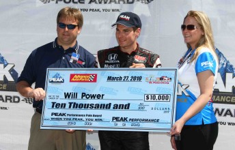 Will Power collects his ,000 for pole position at St Petersburg
