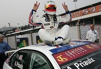 Andy Priulx celebrates his 2008 FIA World Touring Car Championship victory