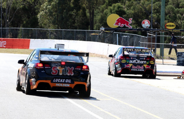 The teams spent a portion of the day driving QR in the reverse direction in order to practice pit stops for Sandown