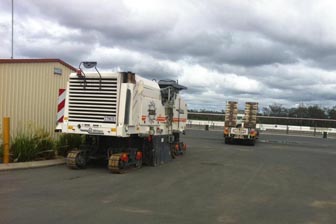 The trucks have arrived at Queensland Raceway in preparation for its resurface
