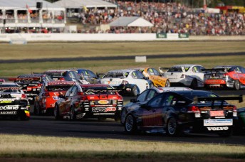 The V8 Supercars pack at Queensland Raceway last weekend