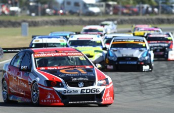 Fabian Coulthard leads the V8 SuperTourers field at Ruapuna recently