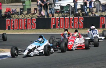Mathew Hart leads the field at Queensland Raceway