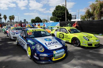 Steven Richards (left) has won the Carrera Cup opener