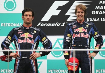 Mark Webber and Sebastian Vettel on the Malaysian podium last weekend