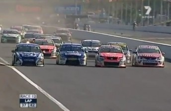 The restart chaos at Turn 1 (PIC COURTESY: Seven Network)