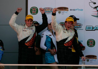 Richards and Jamie Whincup on the Bathurst podium in 2005