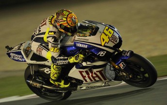 Valentino Rossi on his Yamaha at Qatar