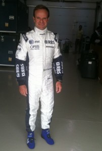 Rubens Barrichello in a Williams F1 race suit