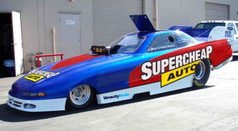 An artists impression of the Supercheap Auto-backed Funny Car of Peter Russo 