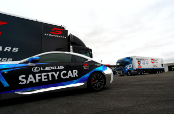 The V8 Supercars Safety Car in the Winton paddock