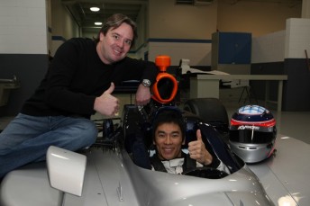 Jimmy Vasser with Takuma Sato at the KV Racing