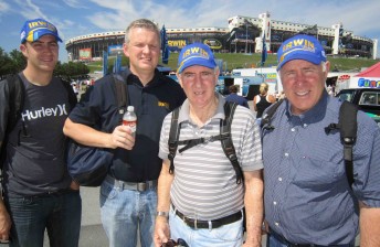 Alex Davison, IRWIN CEO Nick Pritchard and Stone Brothers Racing pair Jim and Ross Stone
