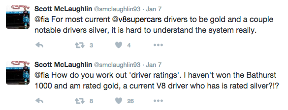 Scott McLaughlin vented his frustration to the FIA via Twitter