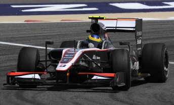 Bruno Senna in his HRT F1 team car