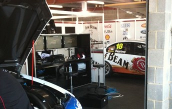 The Jim Beam Racing team has already set up its workshop at Sandown Raceway