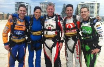 The four drivers with Channel 9 reporter Alison Ariotti