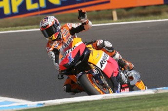 Casey Stoner has taken victory in his final MotoGP event at Phillip Island