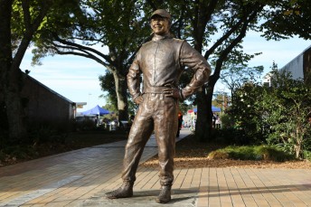The statue stands in the heart of downtown Pukekohe