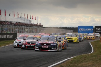 Whincup led the field away for the double-file restart