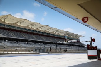 The main grandstand on the front straight at the Circuit of the Americas