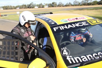 Carrera Cup racer Renee Gracie climbing in for a tour with Steve Owen 