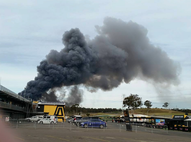 The fire triggered a temporary halt to a Porsche practice day