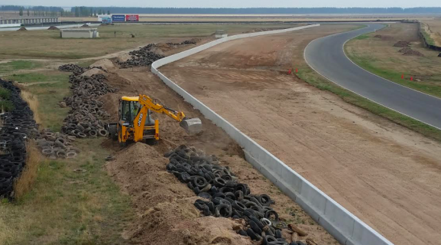 Track works taking place on the back straight, pictured last month