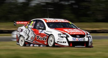 Garth Tander at the Symmons Plains circuit yesterday