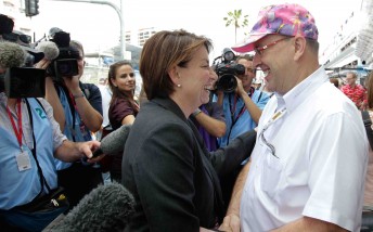 Queensland premier Anna Bligh with V8 Supercars Chairman Tony Cochrane at last year's Gold Coast 600
