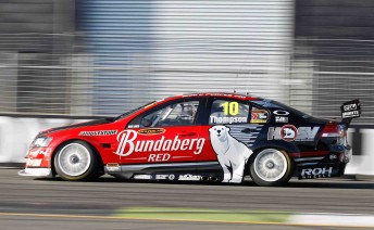 Andrew Thompson in his Bundaberg Red Racing Commodore at Hamilton last week